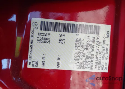 2017 Nissan Altima 2.5 from USA, damaged, VIN 1N4AL3AP8HC273499